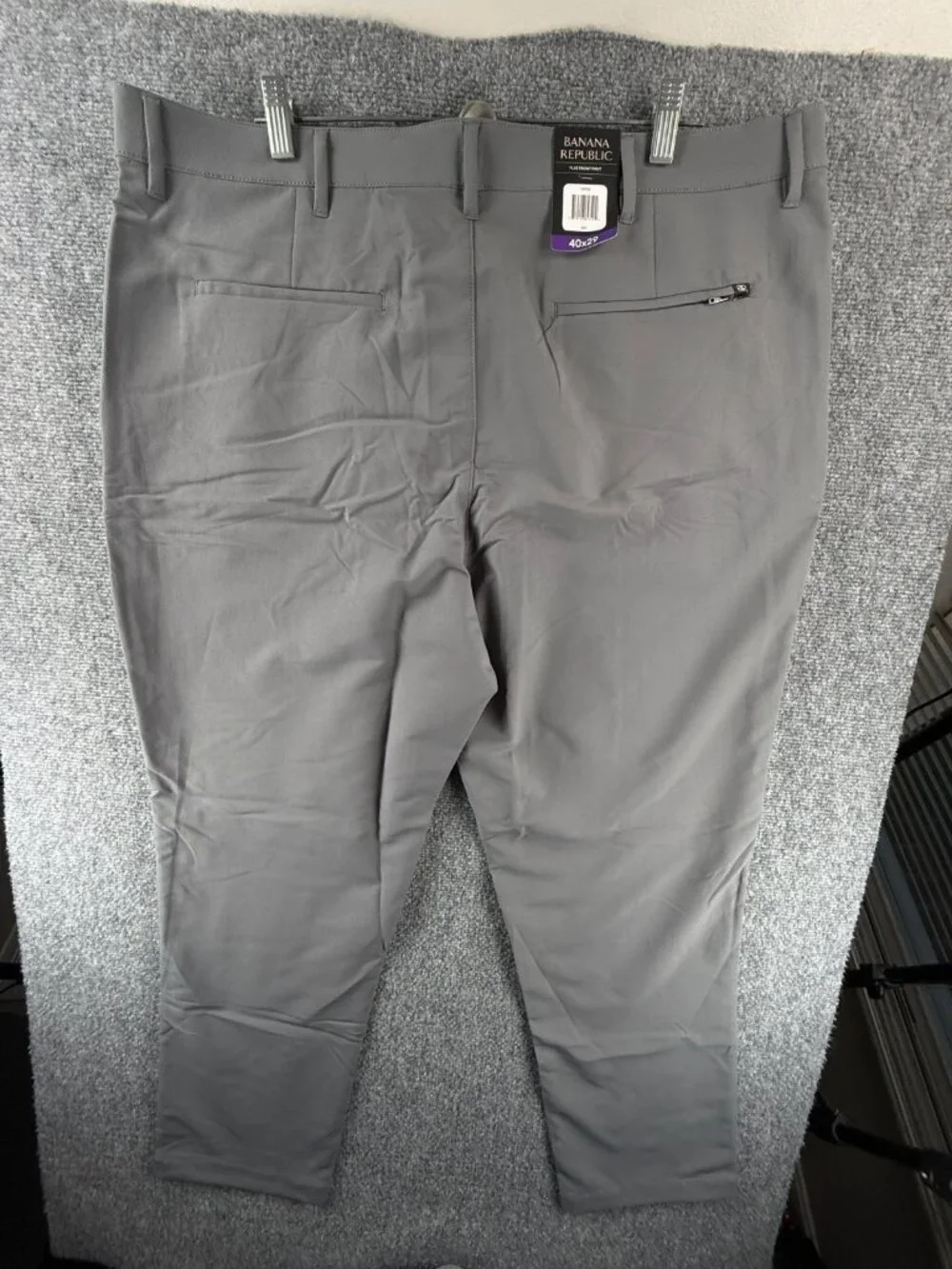 NWT Banana Republic Men Flat Front Stretch Gray 40x29 Performance Adult Casual